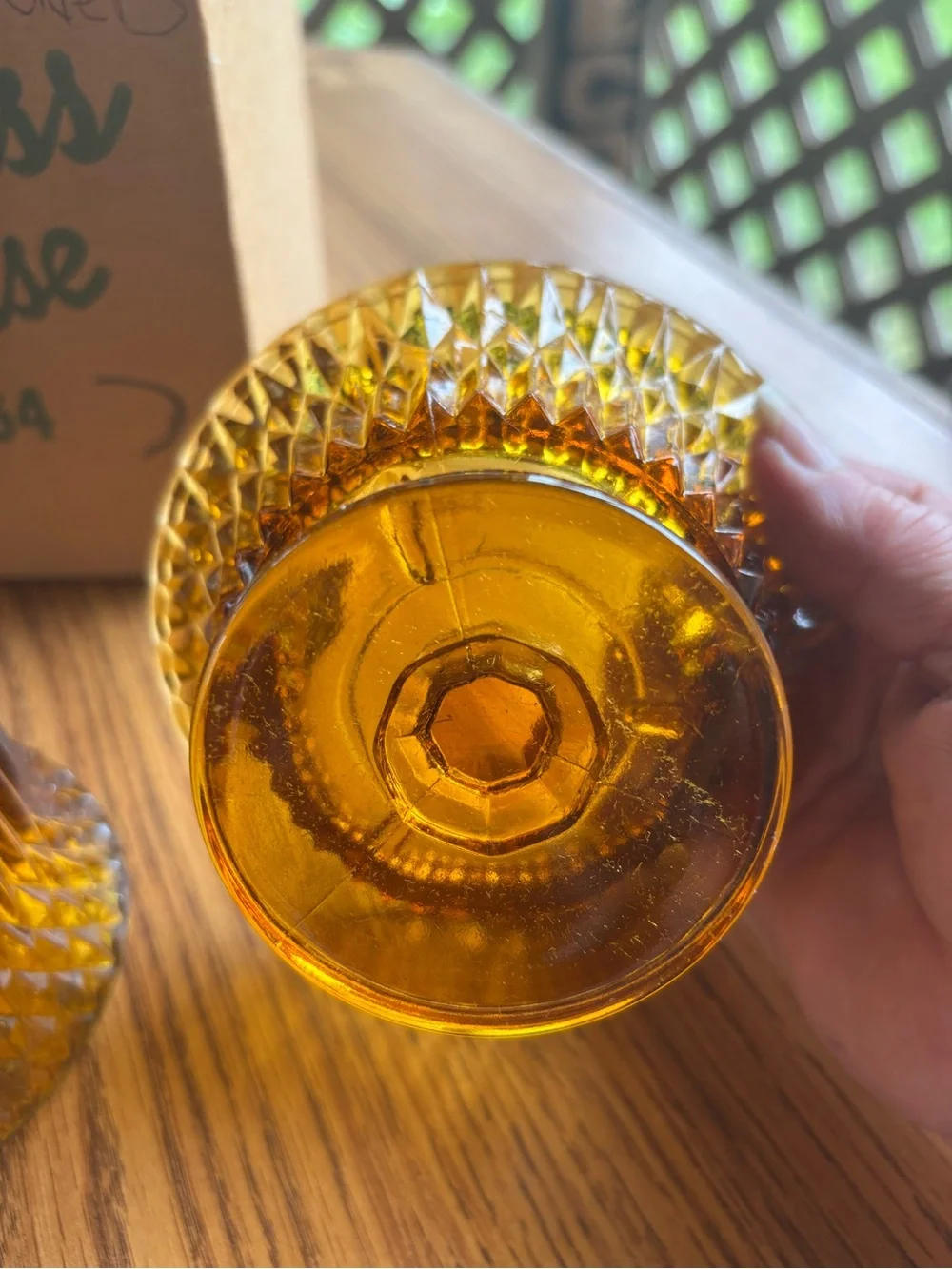 Princess House amber ribbed